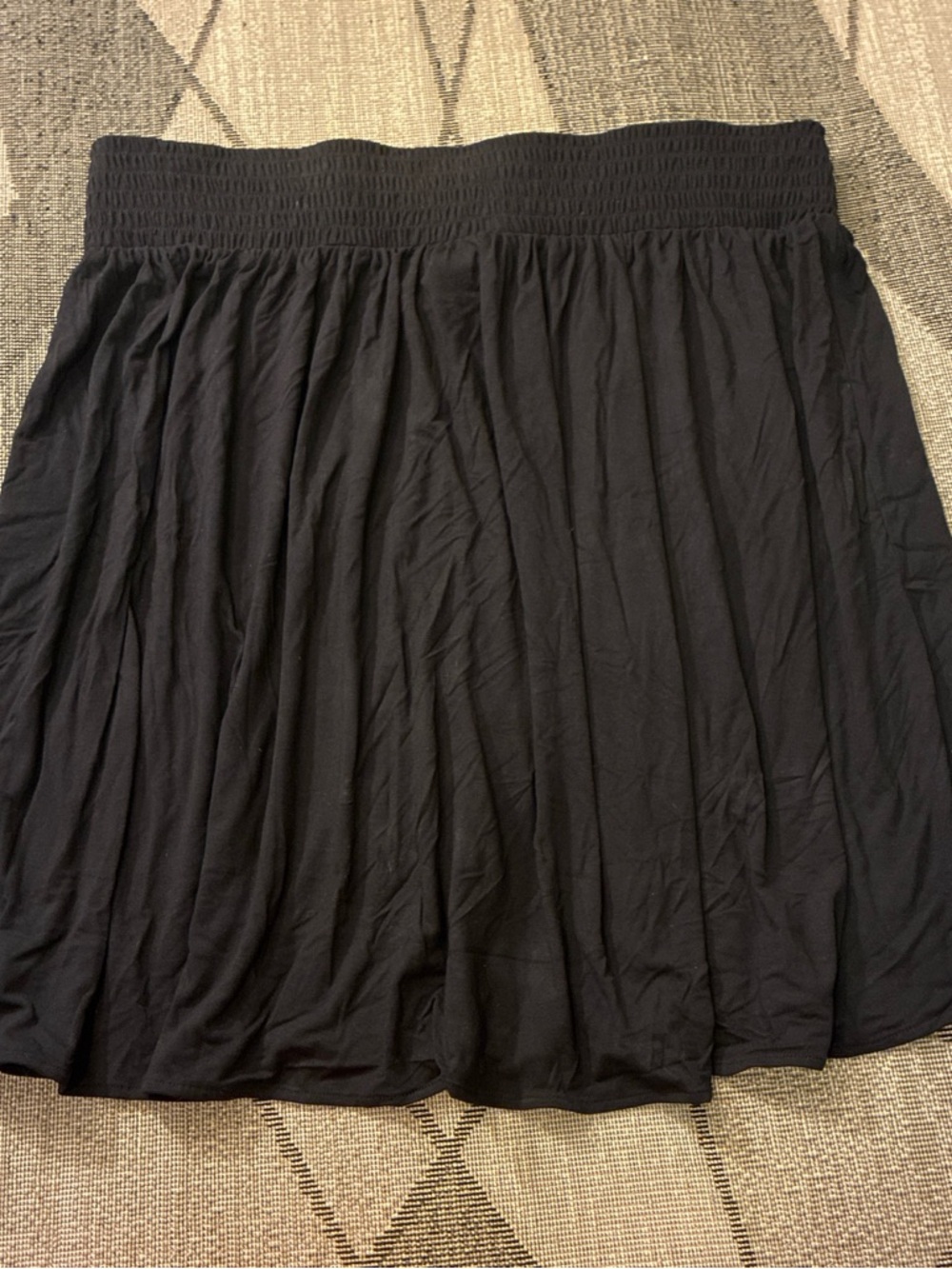 Lane Bryant Black Smocked Waist Circle Skirt